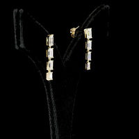 14K Yellow Gold Hanging Earrings with 16 Emerald Cut Lab Diamonds in East-West Prong Setting - 5.14 Carat Total Diamond Weight - Covaloro Fine Jewelry