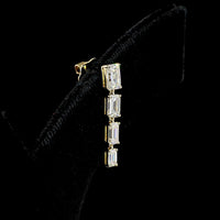 14K Yellow Gold Hanging Earrings with 16 Emerald Cut Lab Diamonds in East-West Prong Setting - 5.14 Carat Total Diamond Weight - Covaloro Fine Jewelry
