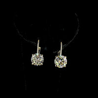 14K Yellow Gold Hanging Earrings with 5.25 Carat Total Weight Round Brilliant Cut Lab Diamonds (F VS1) with Accent Stones - Covaloro Fine Jewelry