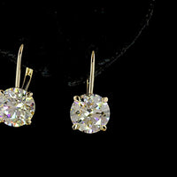 14K Yellow Gold Hanging Earrings with 5.25 Carat Total Weight Round Brilliant Cut Lab Diamonds (F VS1) with Accent Stones - Covaloro Fine Jewelry