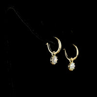 14K Yellow Gold Hanging Earrings with Bezel-Prong Set Round Lab Diamonds - 0.99 Carat Total Diamond Weight (E-F VS) - Covaloro Fine Jewelry