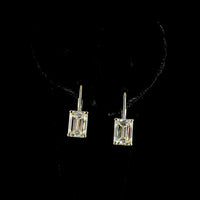 14K Yellow Gold Hanging Earrings with Emerald Cut Lab Diamonds and Brilliant Cut Accent Stones - 4.18 Carat Total Diamond Weight - Covaloro Fine Jewelry