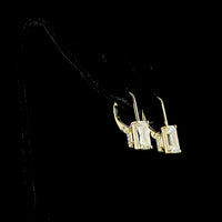 14K Yellow Gold Hanging Earrings with Emerald Cut Lab Diamonds and Brilliant Cut Accent Stones - 4.18 Carat Total Diamond Weight - Covaloro Fine Jewelry