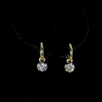 14K Yellow Gold Hanging Earrings with Round Brilliant Cut Lab Diamonds - 0.95 Carat Total Weight, E-F VS Clarity, Black Rhodium Accent Prong Bezel Setting - Covaloro Fine Jewelry
