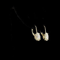 14K Yellow Gold Hanging Oval Cut Lab Diamond Earrings - 4.23 Carat Total Weight with F VS1 Center Stones and Accent Diamonds - Covaloro Fine Jewelry