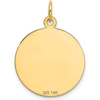 14K Yellow Gold "Happy Anniversary" 20mm Engravable Disc Pendant by Oro Pregiato