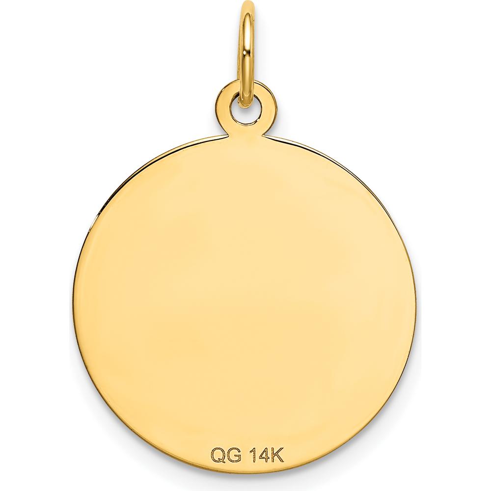 14K Yellow Gold "Happy Anniversary" 20mm Engravable Disc Pendant by Oro Pregiato