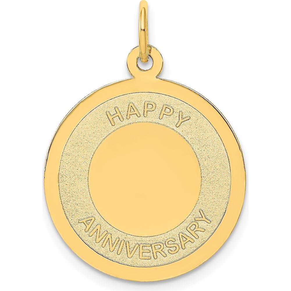 14K Yellow Gold "Happy Anniversary" Engravable Disc Charm - 20mm