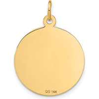 14K Yellow Gold "Happy Anniversary" Engravable Disc Charm - 20mm