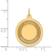 14K Yellow Gold "Happy Anniversary" Engravable Disc Charm - 20mm