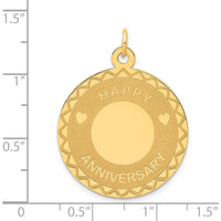 14K Yellow Gold "Happy Anniversary" Engravable Heart Disc Pendant - 25mm by Oro Pregiato