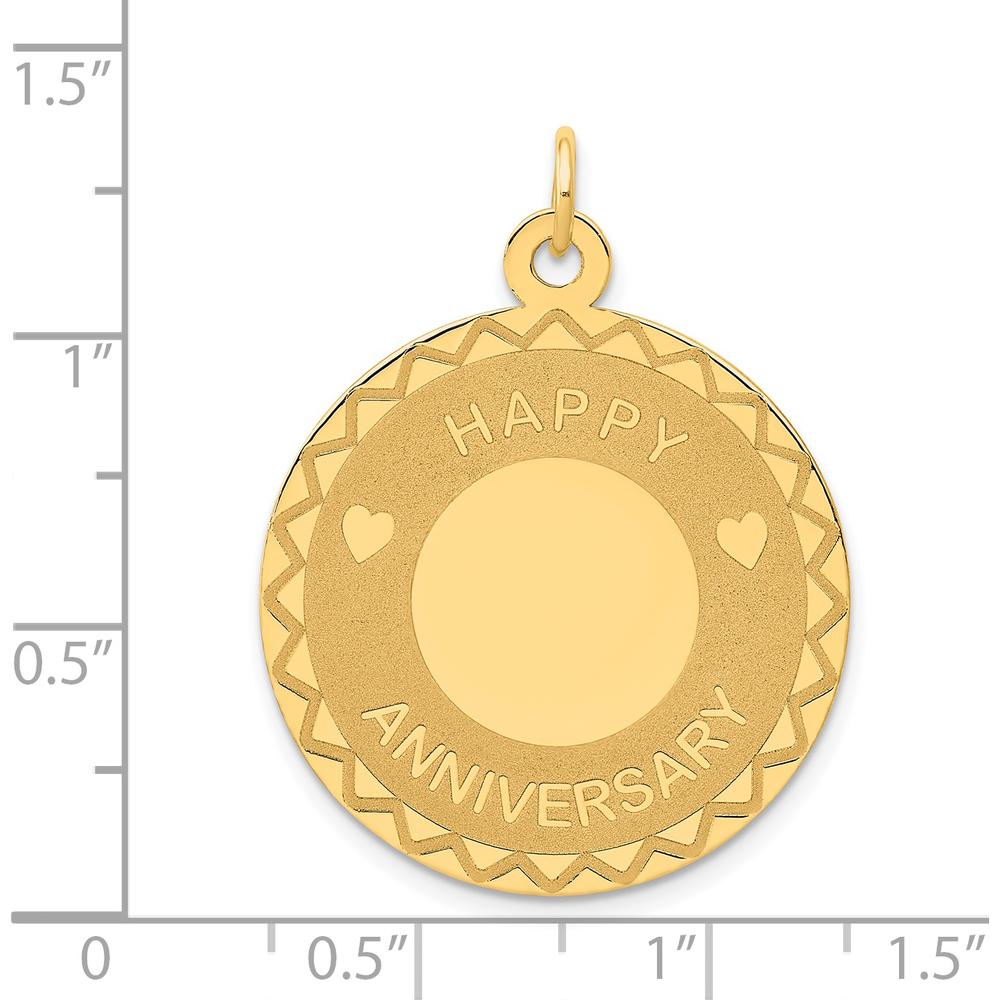 14K Yellow Gold "Happy Anniversary" Engravable Heart Disc Pendant - 25mm by Oro Pregiato
