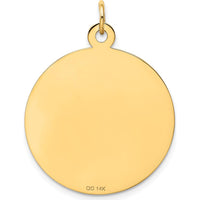 14K Yellow Gold "Happy Anniversary" Engravable Heart Disc Pendant - 25mm by Oro Pregiato