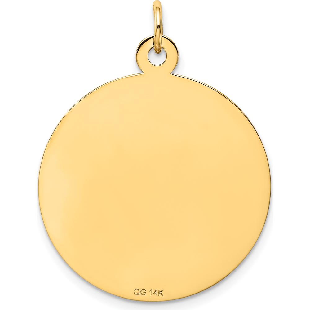 14K Yellow Gold "Happy Anniversary" Engravable Heart Disc Pendant - 25mm by Oro Pregiato