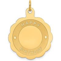 14K Yellow Gold "Happy Birthday" 22mm Engravable Disc Pendant by Oro Pregiato
