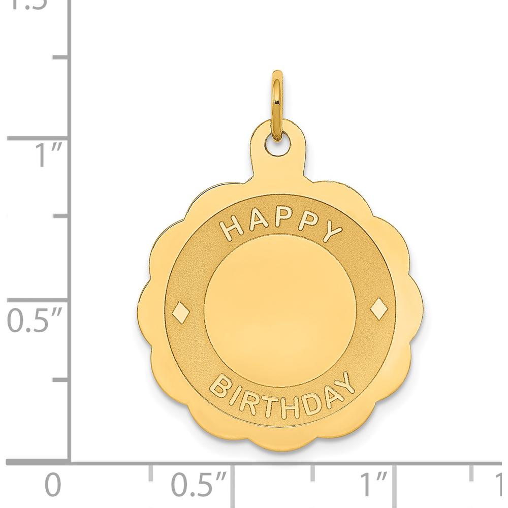 14K Yellow Gold "Happy Birthday" 22mm Engravable Disc Pendant by Oro Pregiato