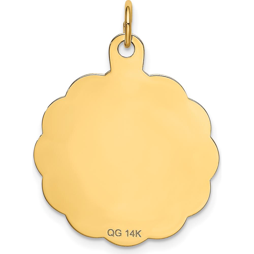 14K Yellow Gold "Happy Birthday" 22mm Engravable Disc Pendant by Oro Pregiato
