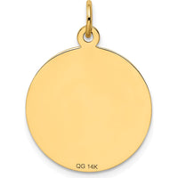 14K Yellow Gold "Happy Graduation Day" Engravable Round Pendant Charm by Oro Pregiato