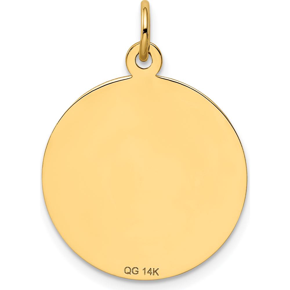 14K Yellow Gold "Happy Graduation Day" Engravable Round Pendant Charm by Oro Pregiato