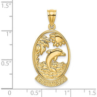 14K Yellow Gold Hawaii Dolphin and Sunset Scene Pendant by Oro Pregiato