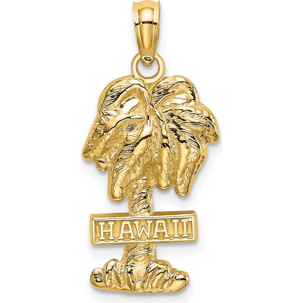 14K Yellow Gold Hawaii Palm Tree Charm with Textured Finish - 24.45mm Length by Oro Pregiato