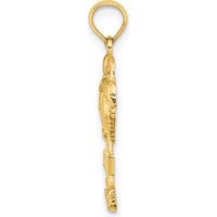 14K Yellow Gold Hawaii Palm Tree Charm with Textured Finish - 24.45mm Length by Oro Pregiato