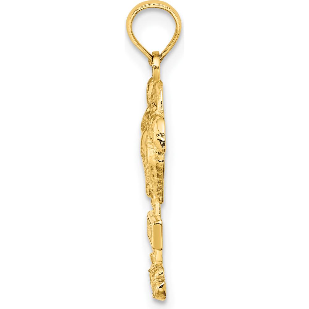 14K Yellow Gold Hawaii Palm Tree Charm with Textured Finish - 24.45mm Length by Oro Pregiato