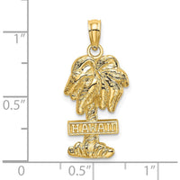 14K Yellow Gold Hawaii Palm Tree Charm with Textured Finish - 24.45mm Length by Oro Pregiato