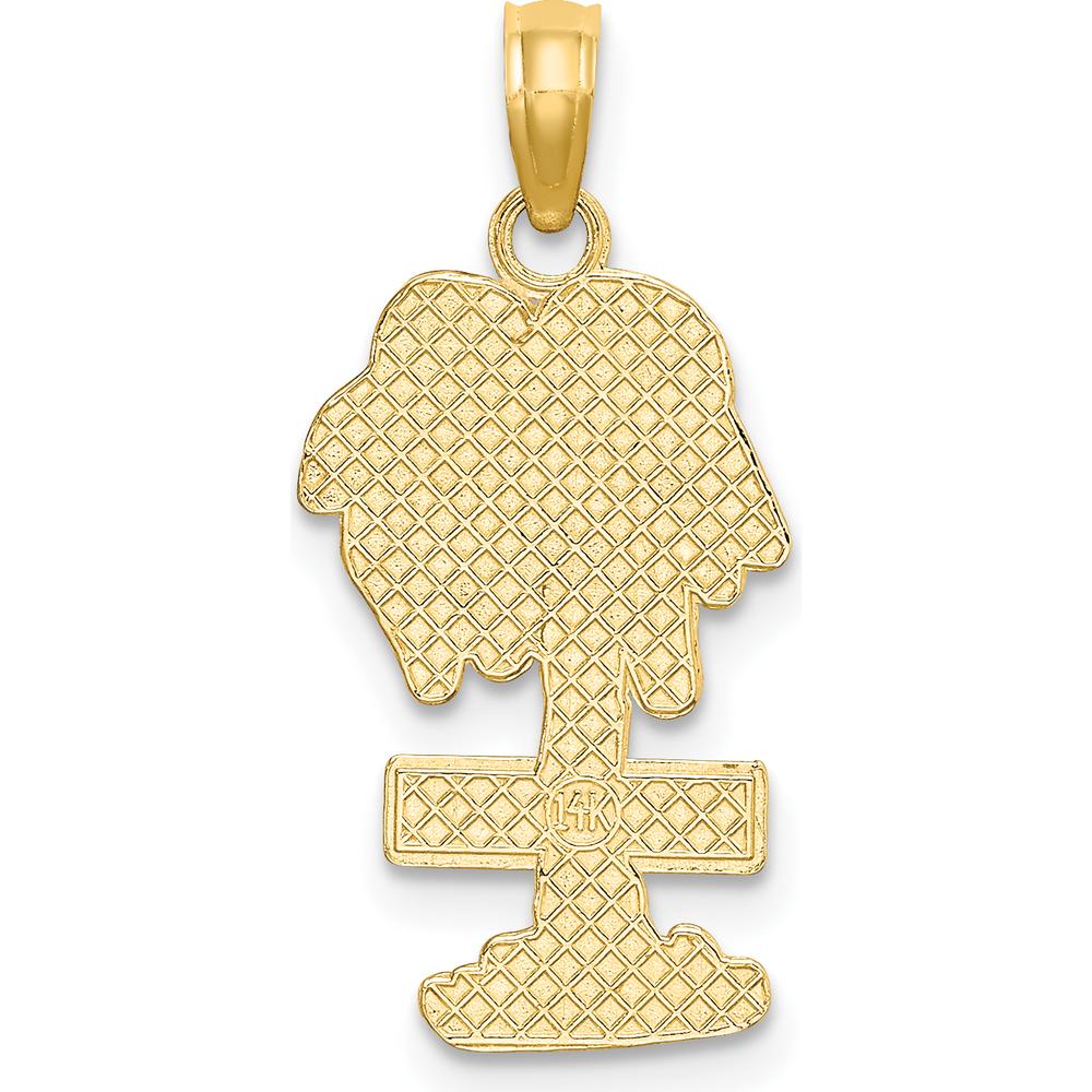 14K Yellow Gold Hawaii Palm Tree Charm with Textured Finish - 24.45mm Length by Oro Pregiato