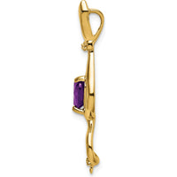 14K Yellow Gold Heart Amethyst Cat Pendant with Diamond Accents - 0.68 Carat Amethyst, 0.005 Carat Diamond by Lumare Gioia