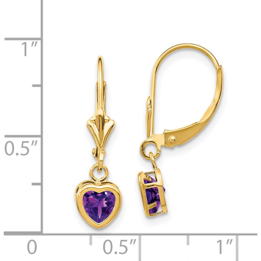 14K Yellow Gold Heart Amethyst Drop Earrings - 0.42 Carat Total Amethyst Weight by Monteluci Fine Jewelry