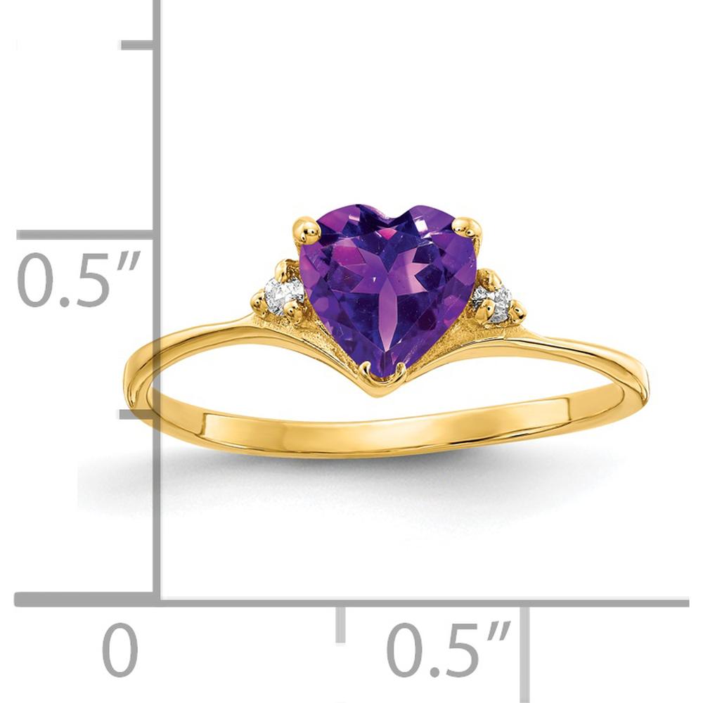 14K Yellow Gold Heart Amethyst Ring with Round Diamond Accents - 0.68 Carat Amethyst, 0.012 Carat Total Diamond Weight by Monteluci Fine Jewelry