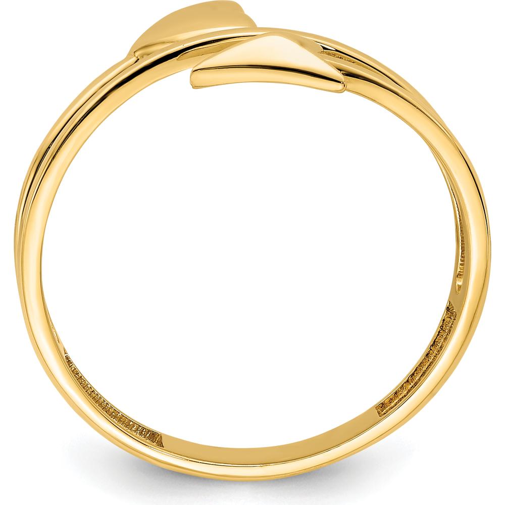 14K Yellow Gold Heart and Arrow Fashion Ring - Polished Finish, Adjustable Size 5-9 by 0