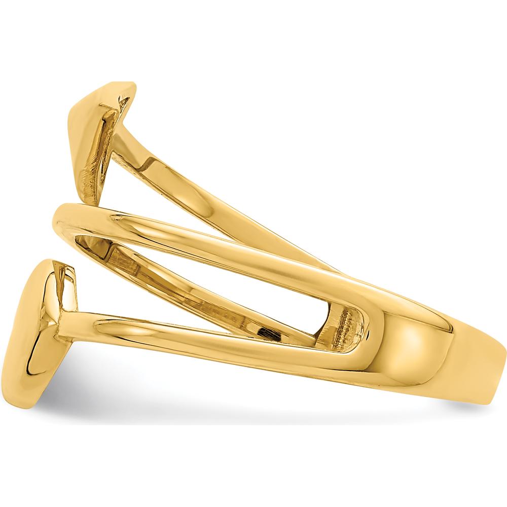 14K Yellow Gold Heart and Arrow Fashion Ring - Polished Finish, Adjustable Size 5-9 by 0