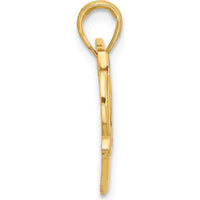 14K Yellow Gold Heart and Butterfly Pendant with Rhodium Accents - 20.9mm Length by Oro Pregiato