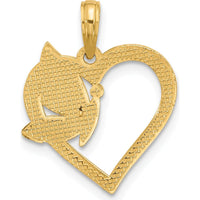14K Yellow Gold Heart and Butterfly Pendant with Rhodium Accents - 20.9mm Length by Oro Pregiato