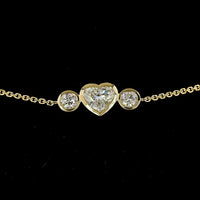 14K Yellow Gold Heart and Round Diamond Station Bracelet with Bezel Set Lab Diamonds - 2.09 Carats Total Diamond Weight - Covaloro Fine Jewelry
