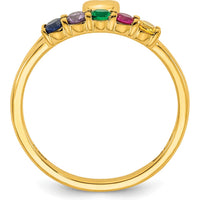 14K Yellow Gold Heart Birthstone Ring with 5 Vibrant Gems by Oro Pregiato