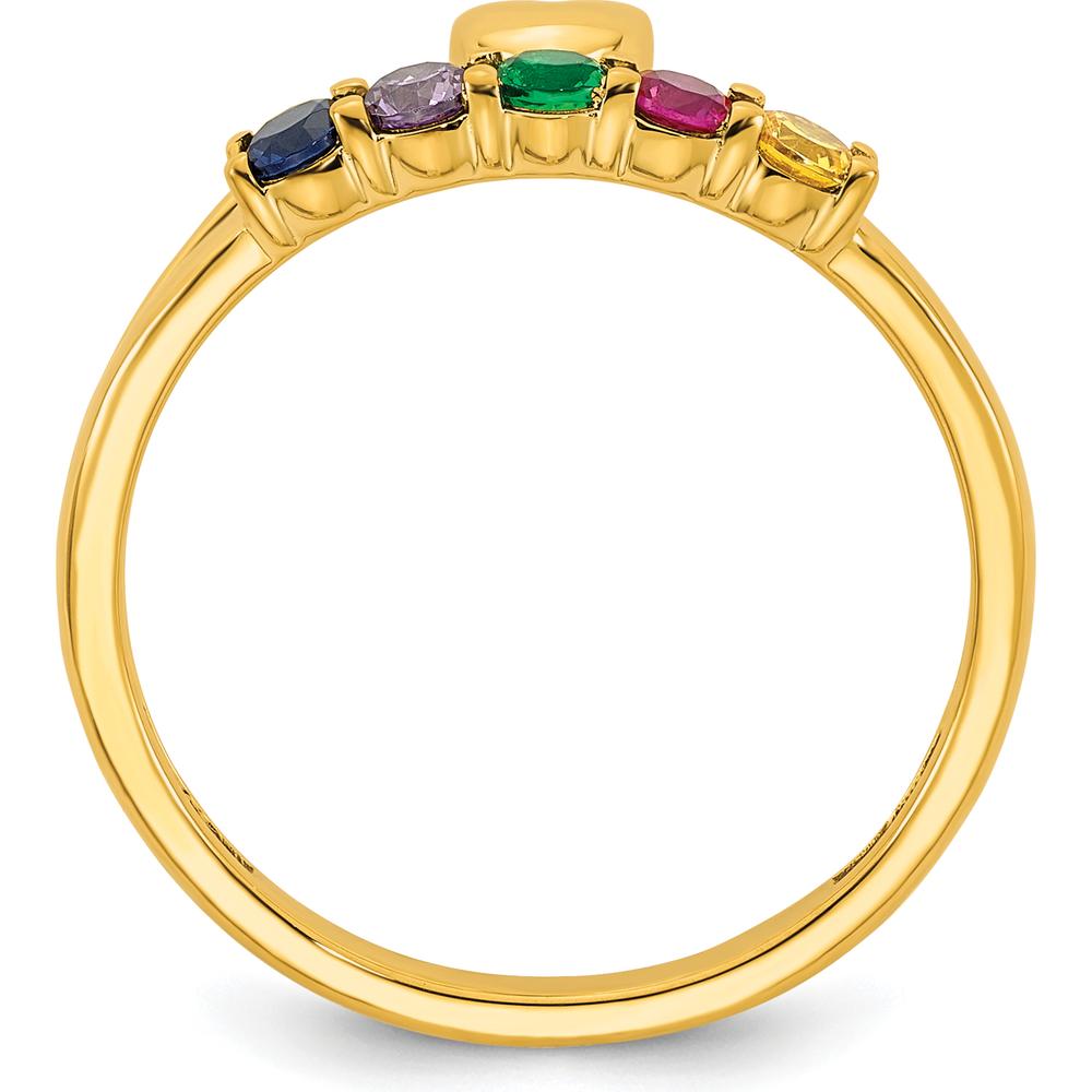 14K Yellow Gold Heart Birthstone Ring with 5 Vibrant Gems by Oro Pregiato