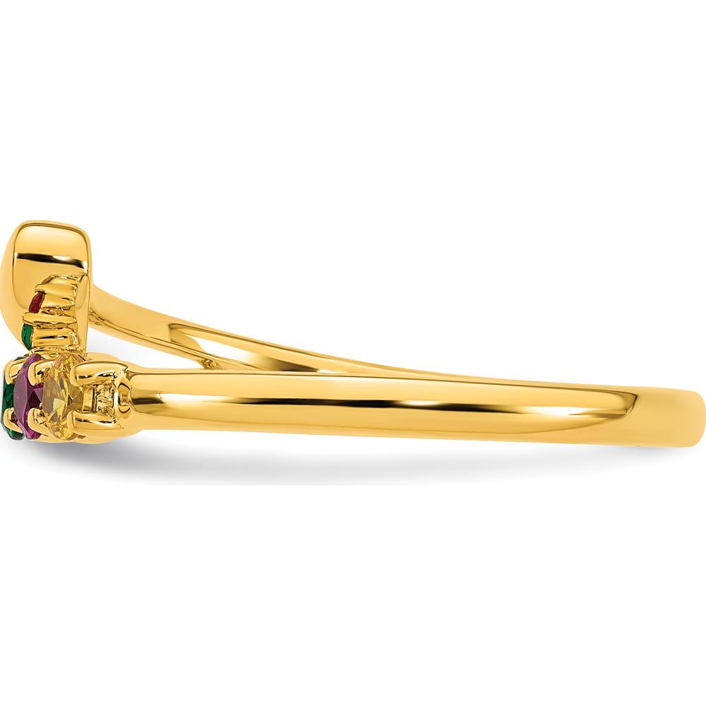 14K Yellow Gold Heart Birthstone Ring with 5 Vibrant Gems by Oro Pregiato