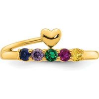 14K Yellow Gold Heart Birthstone Ring with 5 Vibrant Gems by Oro Pregiato