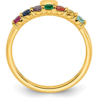 14K Yellow Gold Heart Birthstone Ring with 7 Gemstones for Mother's Love by Oro Pregiato