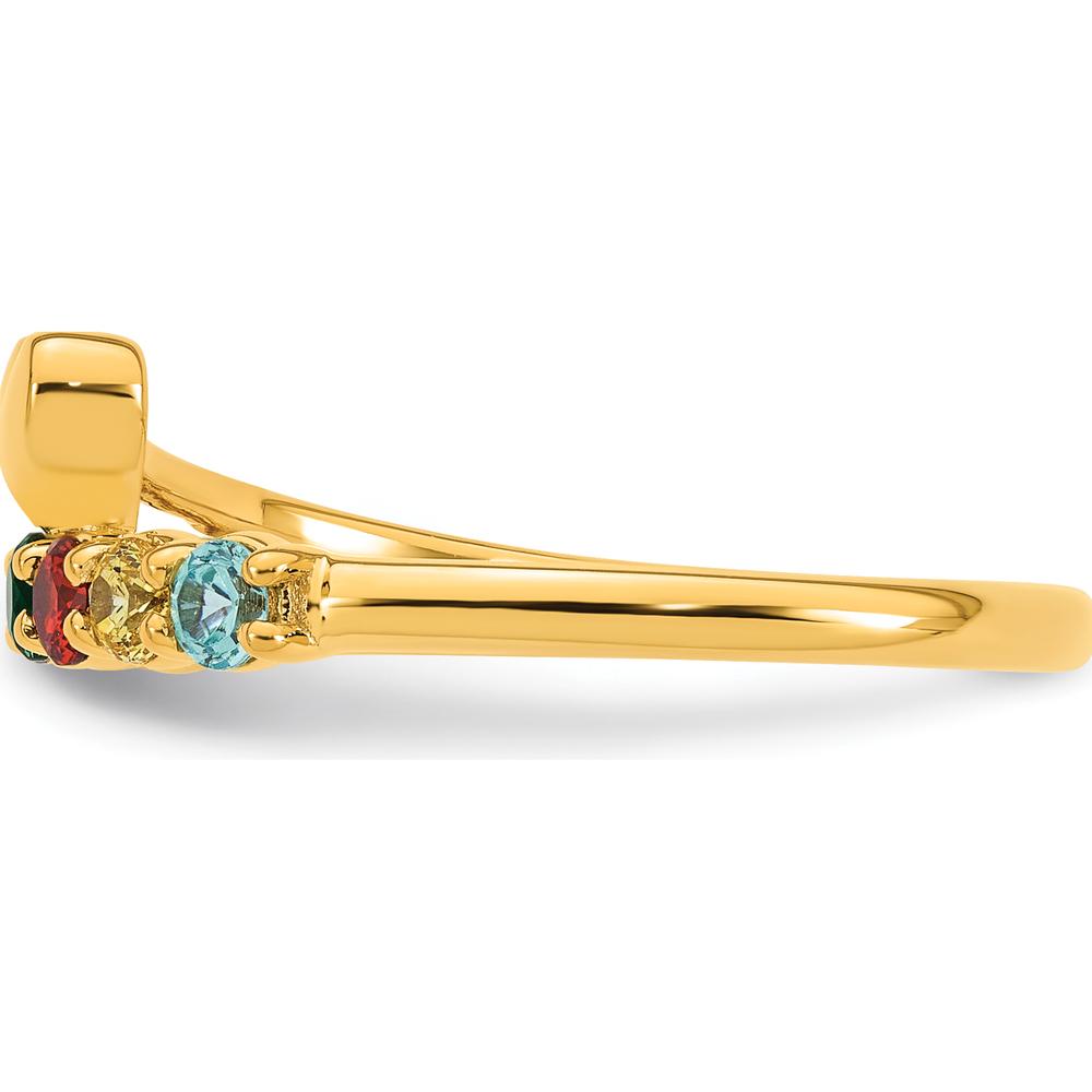 14K Yellow Gold Heart Birthstone Ring with 7 Gemstones for Mother's Love by Oro Pregiato
