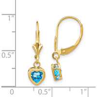14K Yellow Gold Heart Blue Topaz Drop Earrings - 1.0 Carat Total Gem Weight by Monteluci Fine Jewelry