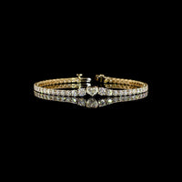 14K Yellow Gold Heart Center Tennis Bracelet with Lab-Grown Diamonds - 5.48 Carat Total Weight, E-F VS Clarity - Covaloro Fine Jewelry