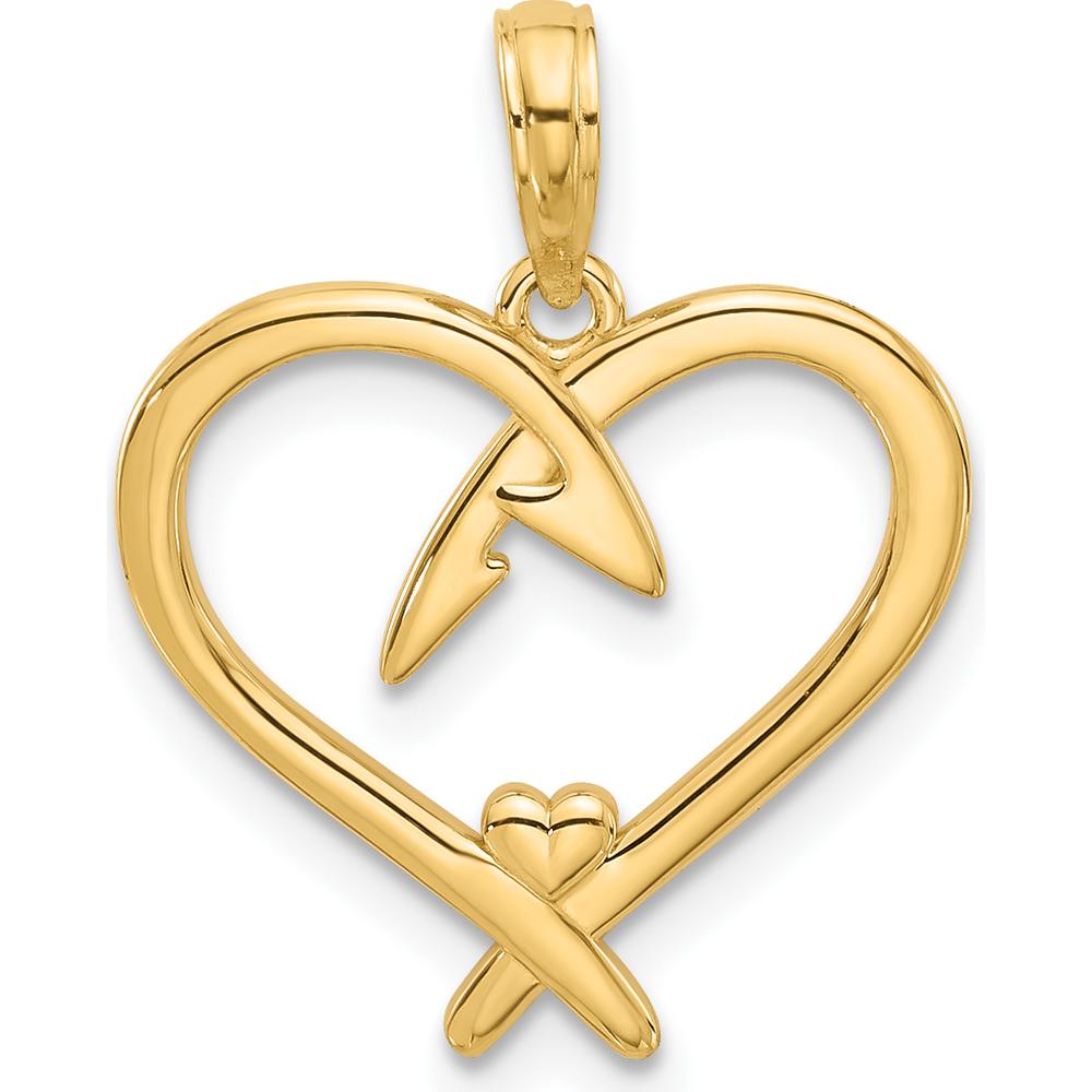 14K Yellow Gold Heart Charm Pendant - Polished Finish 22mm Length by Oro Pregiato