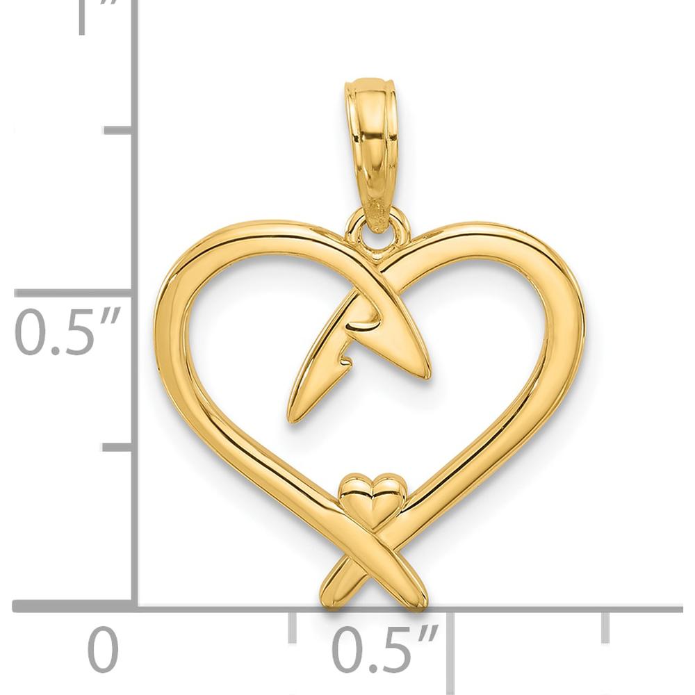 14K Yellow Gold Heart Charm Pendant - Polished Finish 22mm Length by Oro Pregiato