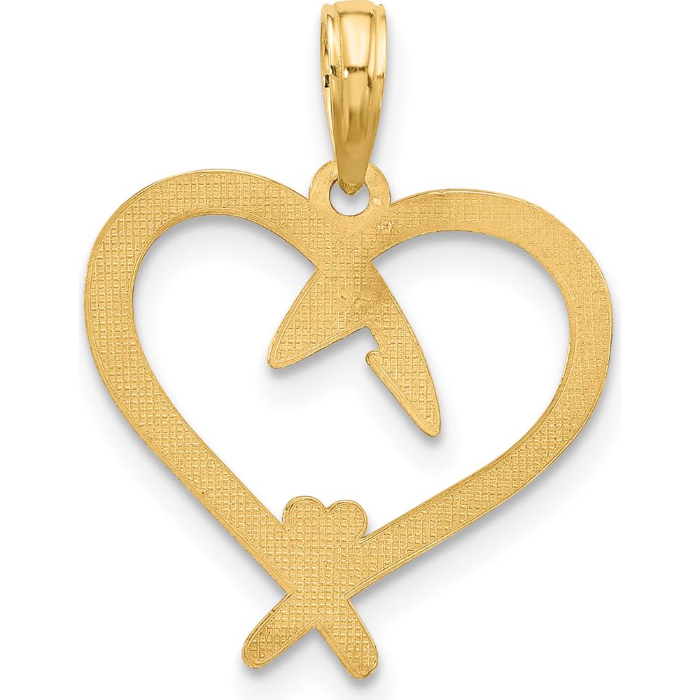 14K Yellow Gold Heart Charm Pendant - Polished Finish 22mm Length by Oro Pregiato