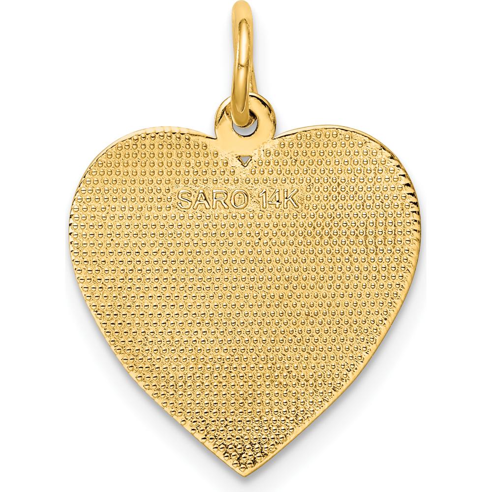 14K Yellow Gold Heart Charm with Engraved "GRANDMA" and Floral Design by Oro Pregiato