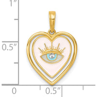 14K Yellow Gold Heart Charm with Multi-Color Enamel and Protective Eye Design by Oro Pregiato